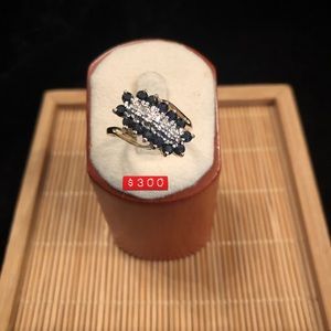 Yellow gold sapphire and diamond ring